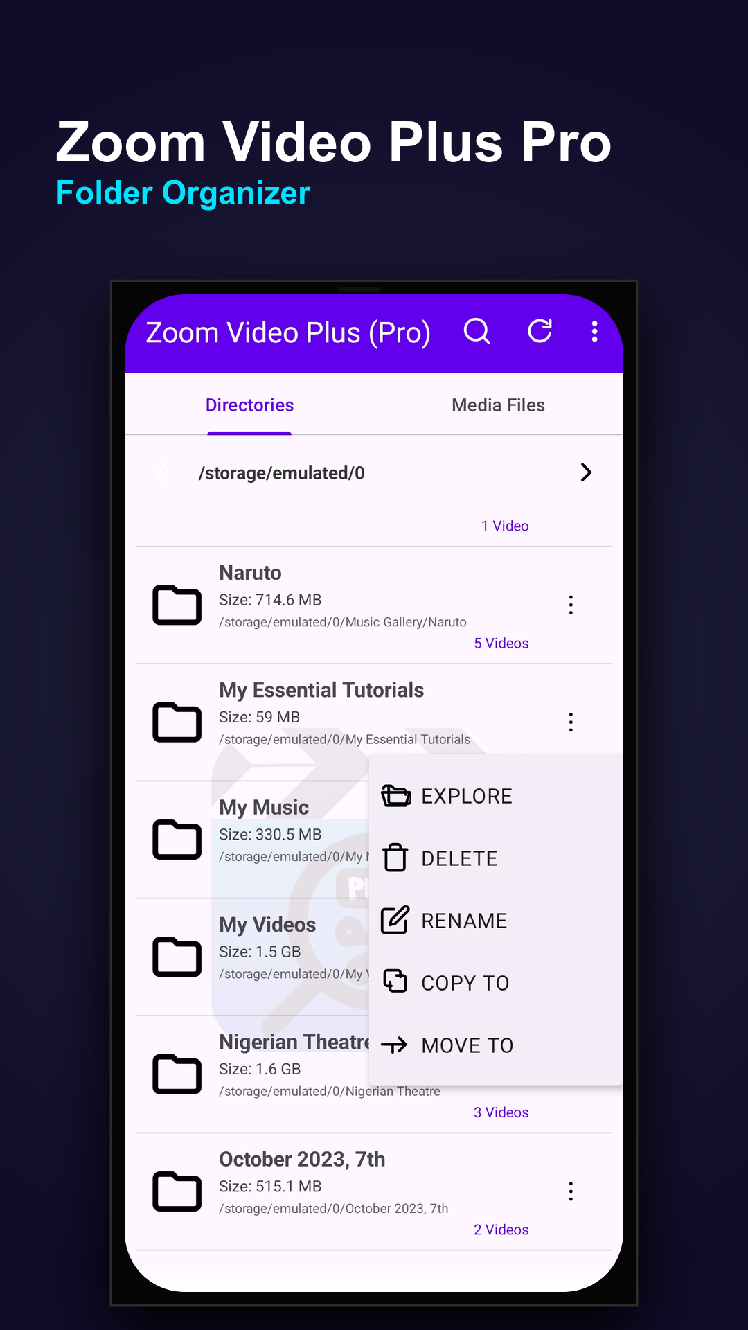 Zoom Video Plus Pro Folder Organizer